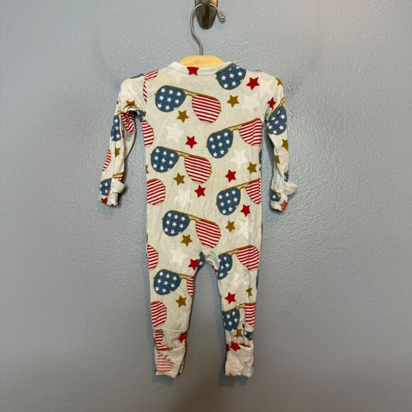 GIGI & MAX bamboo soft aviator red, white & blue print sleeper size 3 months - Picture 4 of 6